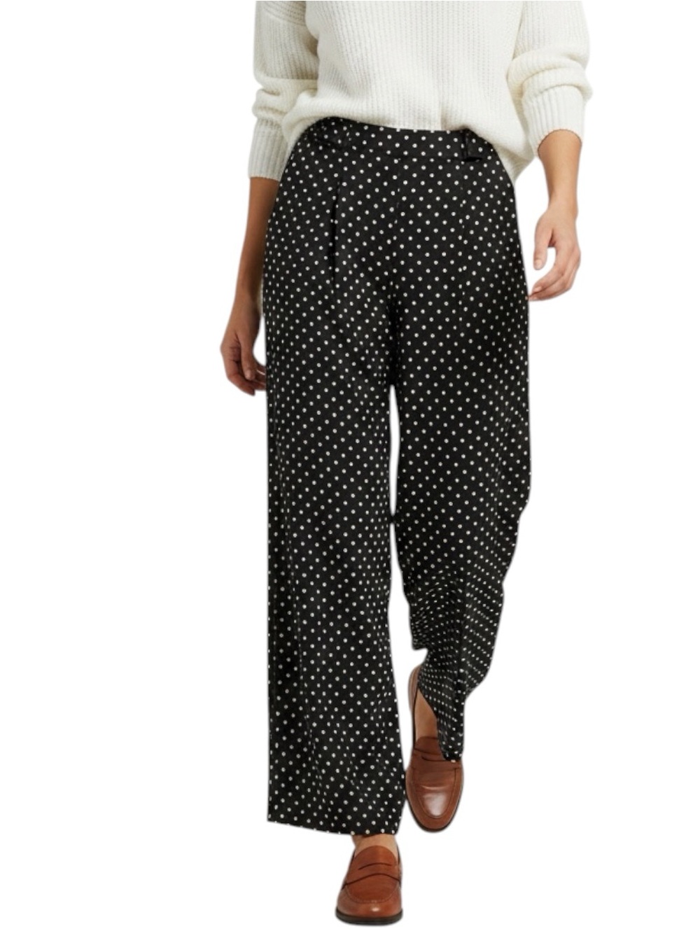 TALBOTS Vintage Wide Leg Ankle Polka Dot Pants in Black/White Size 8P (PETITE)